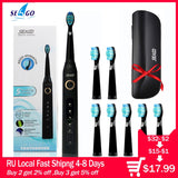 Seago Sonic Electric Toothbrush SG-507 Adult Timer Brush 5 Mode USB Charger Rechargeable Tooth Brushes Replacement Heads Set